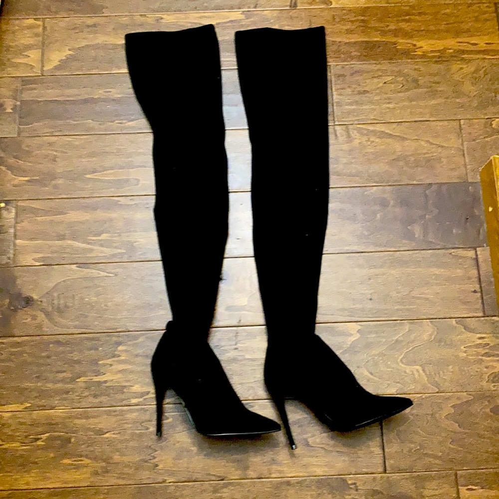 Suade thigh high heels.